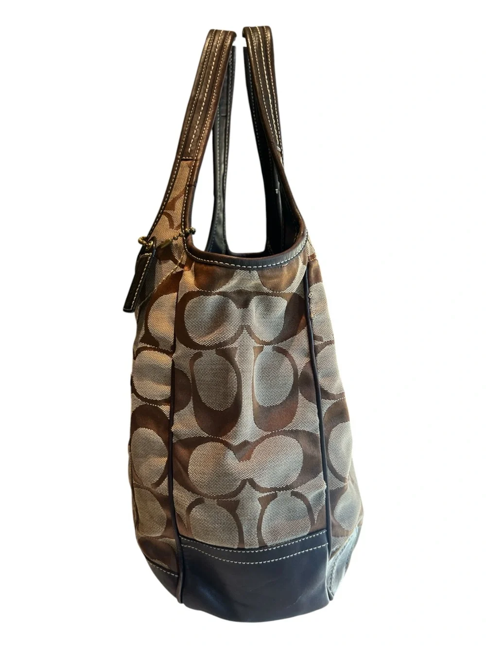 vintage Coach Ergo Signature Canvas Y2K hobo jacquard C monogram  brown leather